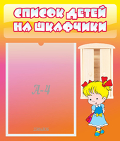 Стенд "Список детей на шкафчики" №6 - «globural.ru» - Абинск